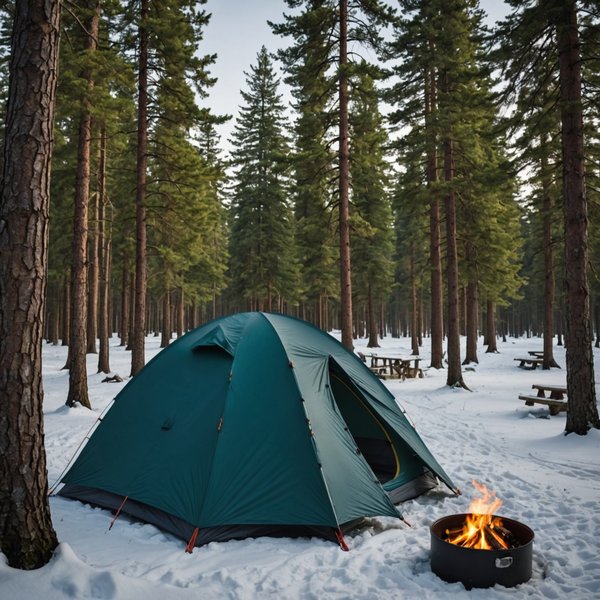 Quels sont les équipements indispensables pour un camping en forêt de conifères en hiver?